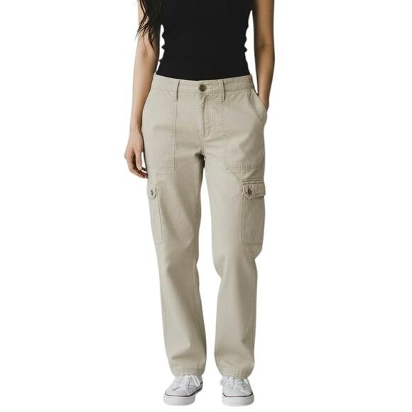 Tommy Hilfiger Women's Cargo Pants 8 Khaki Beige Wide Leg Chino High Rise Retro - Picture 1 of 9